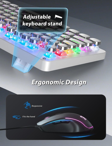 «combo De Teclado Y Ratón Para Juegos Typewriter, Retro De 1