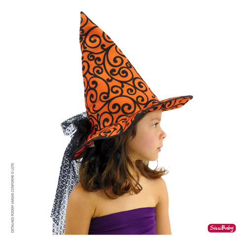 Chapéu Halloween Bruxinha Laranja Abóbora Festa Infantil