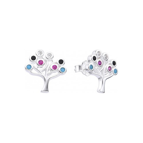 Aros Pasante Arbol De La Vida Cubic Multicolor Plata 925 