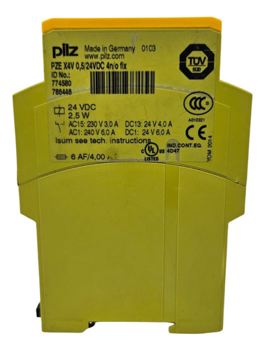 Pilz 774580 Pze X4v 0,5/24vdc 4n/o Fix Relevador Seguridad