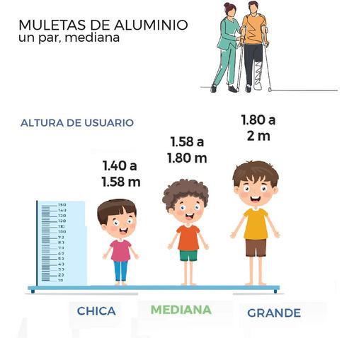 Muletas Axilares Ajustables De Aluminio Por Tamaños Ch-m-l Color Plateado
