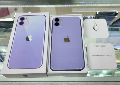 Caja Para Iphone 11 Morado Lila C/manuales Llave Sim (Usado)