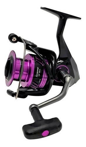 Carrete Okuma Scorpio 5000 Spinning Pesca 8kg Freno Fuerte Color Negro con Violeta Lado de la manija Derecho/Izquierdo