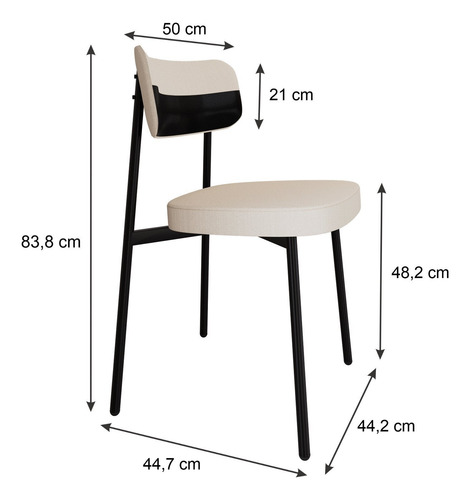 Cadeira Fixa Com 4 Pés 50 X 44,7 X 83,8 Cm Com 4 Wt