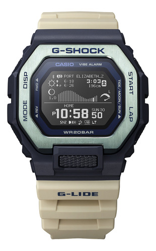 Pulseira de relógio unissex Casio GBx-100TT-2Dr G-shock Cor da moldura: bege, cor de fundo azul, cor de fundo azul