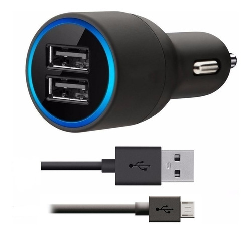 Cargador Usb Para Auto Celular + Cable Micro Rapido 12v Noga