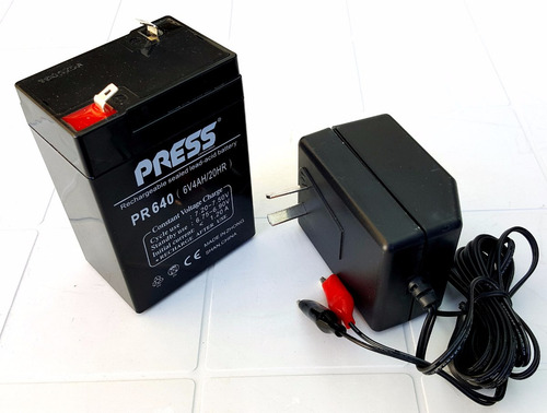 Imagen 1 de 2 de Bateria Gel 6v 4ah + Cargador Ideal Luces Equipos Autos Niño