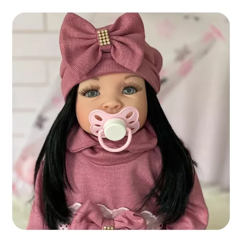 Boneca Bebê Tipo Reborn Realista 53cm Morena Ou Loira