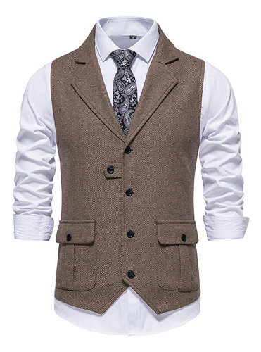 Chaleco Hombre Tweed Marrón Vintage Vest