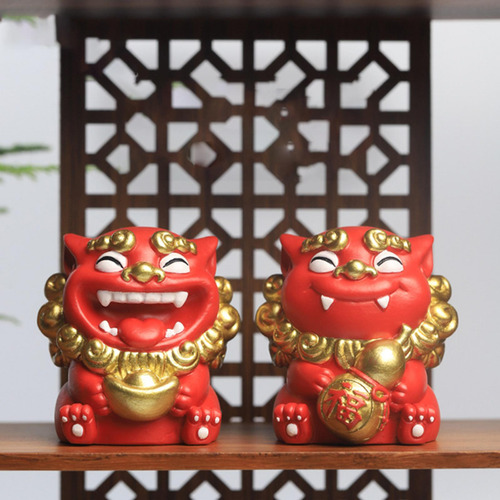 2x Mini Estatua De León Figura En Miniatura Adorno De Mesa