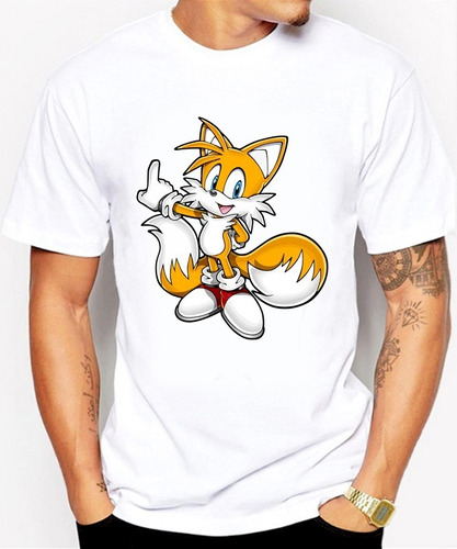 Camisas Para Hombre Blancas Sonic Gamer Diseños Tails