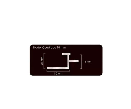 Imagen 4 de 5 de Perfil De Aluminio Tirador Cuadrado 18mm Perfilería Cocina