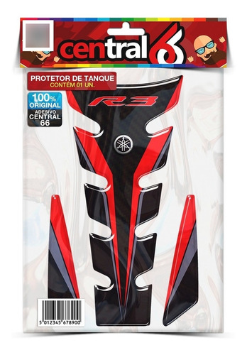 Adesivo Protetor Tanque Yamaha R3 Preto Vermelho Resinado