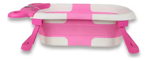 Tina Para Bebe Plegable Con Termómetro Rosa