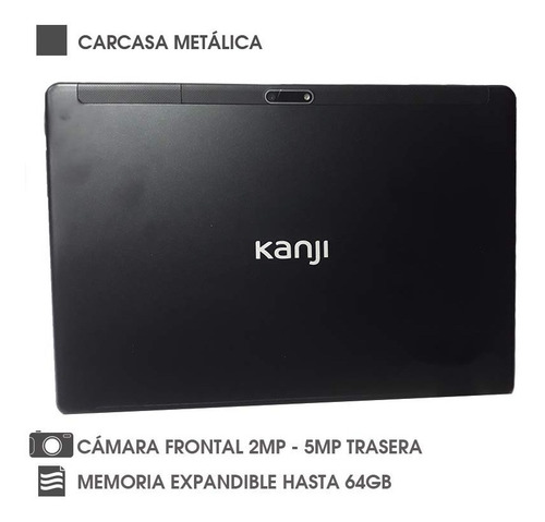 Tablet con funda Kanji Lander KJ-AC02 10.1" con red móvil 32GB negra y 2GB de memoria RAM