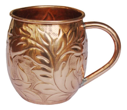 Taza Nautica Cobre Puro Diseño Unico Flor Moscu Para Regalar