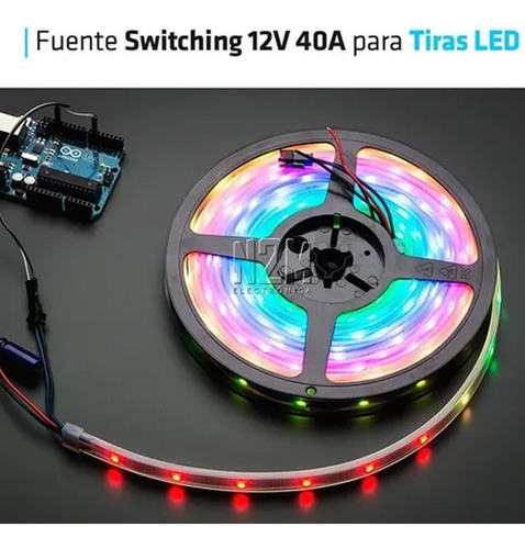 Imagen 5 de 10 de Fuente 12v 40a Metalica Regulada Switching Tira Led Cctv Premium