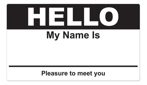 2-5/16  X 4 Hello My Name Is Colored Name Badges [black...