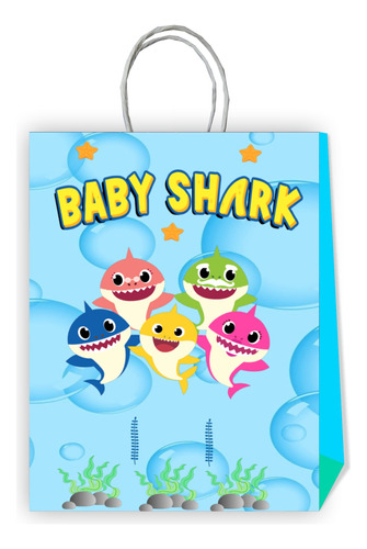 10 Bolsas Cumpleaños Baby Shark Personalizadas