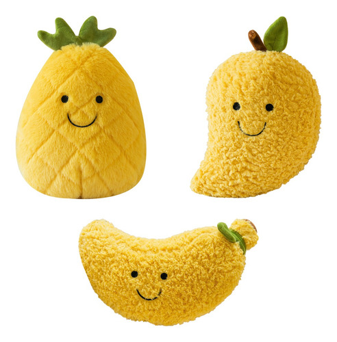 3pcs Muñecos De Peluche Rellenos De Verduras Y Frutas Para Mix De Colores