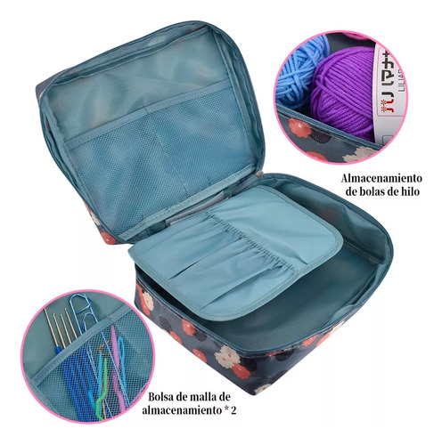 Set Con Estuche Crochet Silicona Accesorios Para Tejer