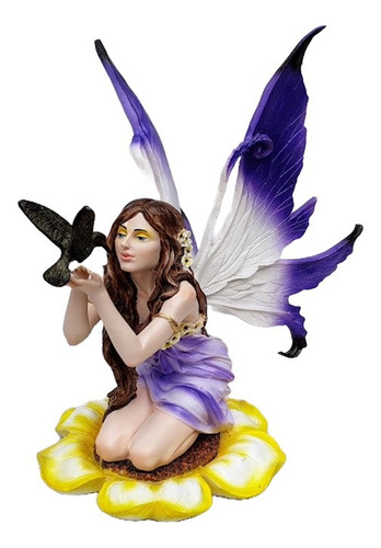 Figura Hada Con Colibrí 34 Cm Alto 