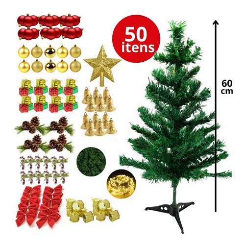 Arvore De Natal Pequena Decorada 45 Itens + Pisca Pisca Kit | Frete grátis Arvore De Natal Pequena Decorada 45 Itens + Pisca Pisca Kit | Frete grátis