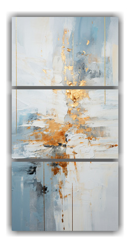 30x60cm Cuadro Abstracto Blanco Oro Cobre Decoración Flores