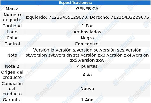Par Espejos C/control Ford Focus 00-06 Generica