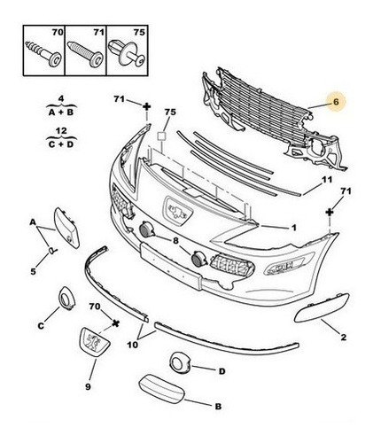 Rejilla Paragolpes Delantero Peugeot 307