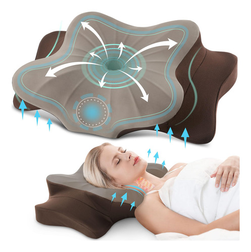 Almohada Egonomica Para Cuello Y Cervical Queen Size Marron