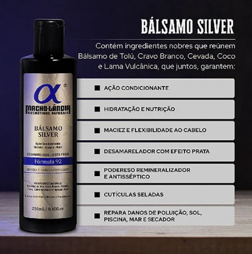 Kit Grisalho Shampoo+condicionador, Macholândia-250ml