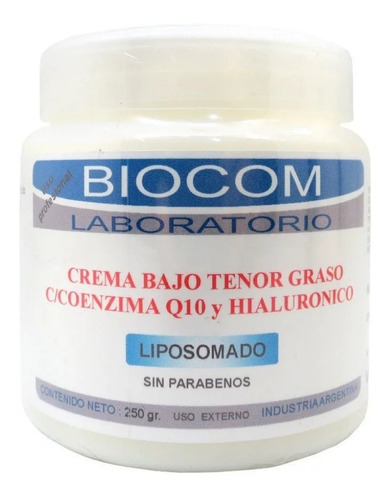 Biocom Crema Bajo Tenor Graso Hialuronico Liposomado Tipo de piel Todo tipo de piel