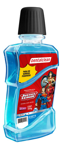 Enxaguante Bucal Infantil Antisséptico Zero Álcool Tutti Frutti Justice League Dentalclean Frasco 300ml
