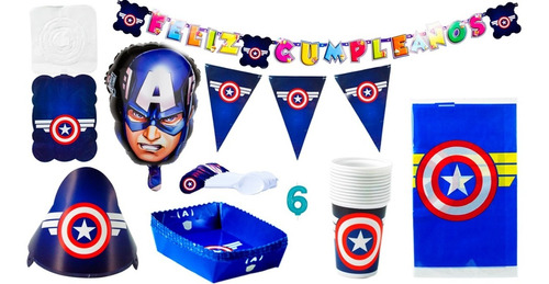 Kit Capitán América 12 Personas