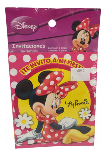 48 Invitaciones Minnie Mouse Original Vest Rojo Fiesta Niñas