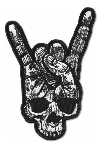 Horns Up Heavy Metal Sign Con Skull Rock Music Parche B...