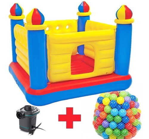 Brincolin Inflable Castillo + Bomba Electri Intex 50 Pelotas