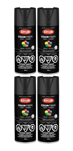 Paq. 4 Pintura De Imprimación En Spray Color Negro Krylon