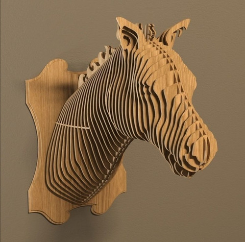 Cuadro Decorativo Figura Madera 3d Cebra Trofeo Animal