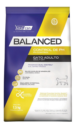 Vitalcan Balanced P/gato Control Ph 7,5 Kg. Argenshop