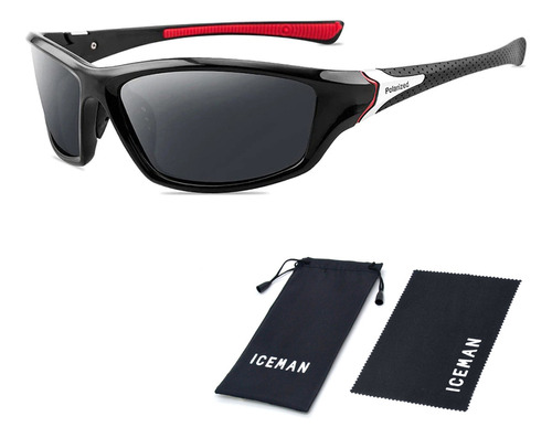 Óculos De Sol Óculos Escuros Esportivo Polarizado Iceman 579 Cor Preto/Vermelho