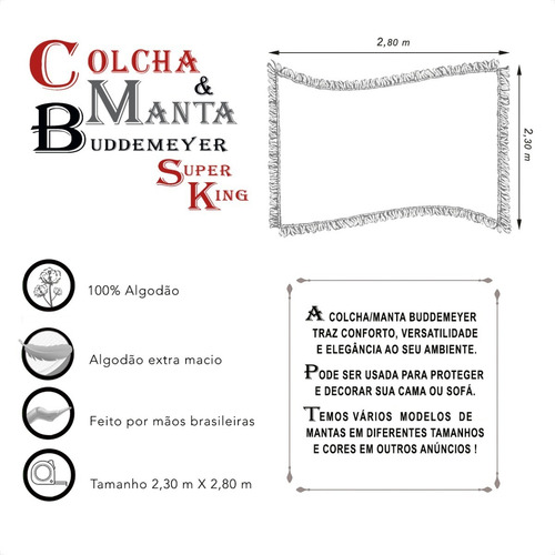 Colcha King Buddemeyer Cobre Leito Cor Cinza 2,30m X 2,80m