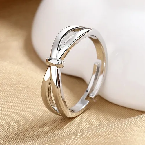 2 Anillos Plata 925 Ajustable Compromiso Pareja Matrimonio