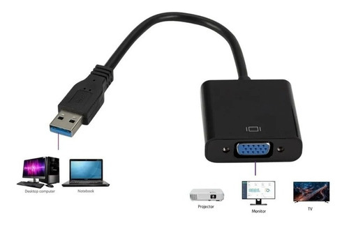 Cabo Adaptador Conversor Usb Para Vga Tv Monitor Multitela