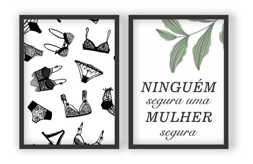 Quadro Decorativo Moldura 30x40cm Lingerie Loja Frase Mulher