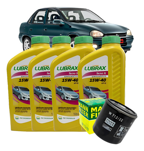 Kit Troca Óleo Lubrax 15w40 + Filtro De Óleo Corsa / Classic
