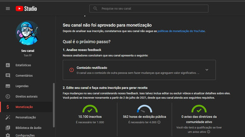 Imagem 3 de 4 de Canal De Free Fire Com 10 Mil Inscritos No Youtube