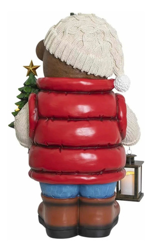 Oso Con Árbol De Navidad Y Luces Led 65cm Estatua Navideña