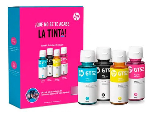 Kit De 4 Tintas Hp Gt52 Negro Amarillo Cian Magenta 70ml.